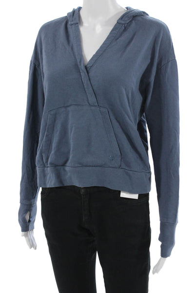 Sweaty Betty Womens Pullover Hoodies Blue V Neck Long Sleeve Size 0