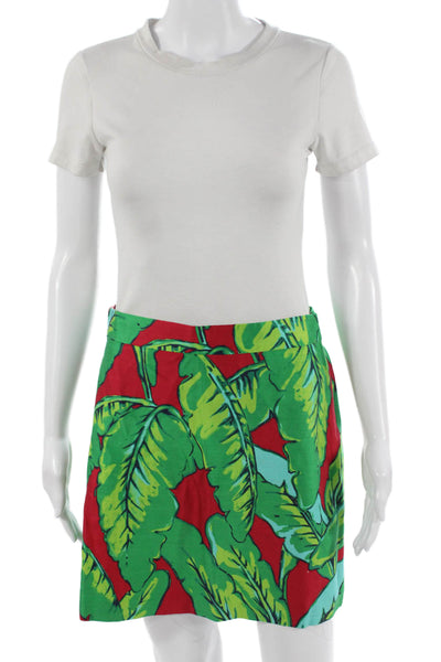 Vineyard Vines Womens A-Line Mini Skirt Green Graphic Print Size 2