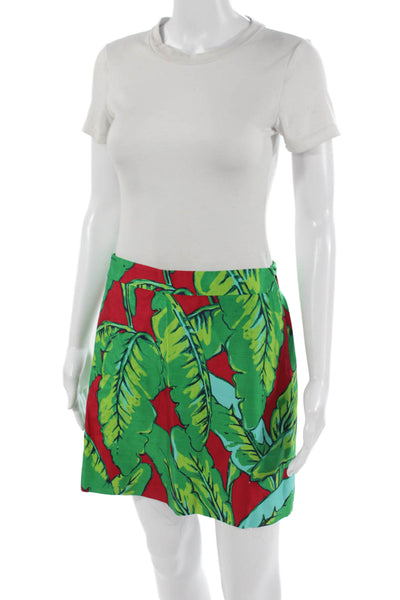 Vineyard Vines Womens A-Line Mini Skirt Green Graphic Print Size 2