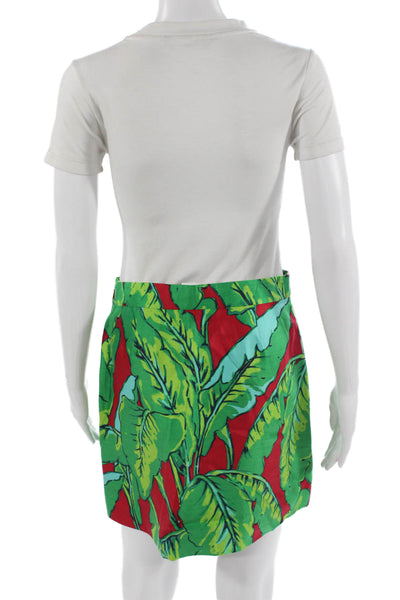 Vineyard Vines Womens A-Line Mini Skirt Green Graphic Print Size 2