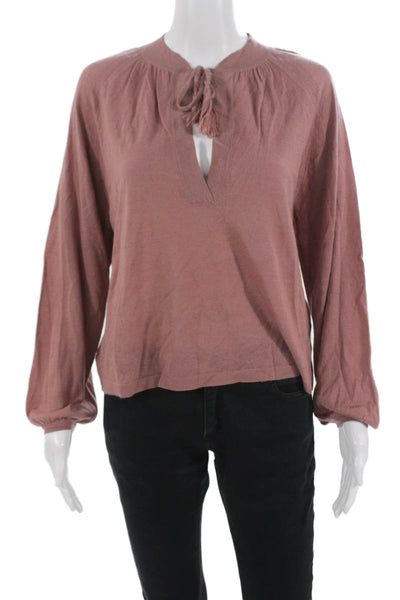 Naked Cashmere Women Brown Bohemian Cashmere Blouse Long Sleeve Size XS