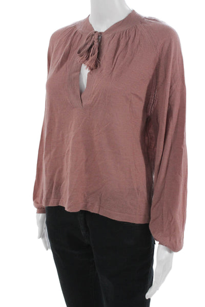 Naked Cashmere Women Brown Bohemian Cashmere Blouse Long Sleeve Size XS