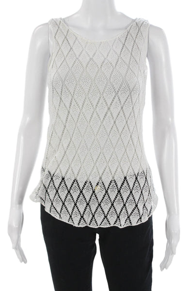 Raquel Allegra Womens White Cotton Argyle Bohemian Tank Size S