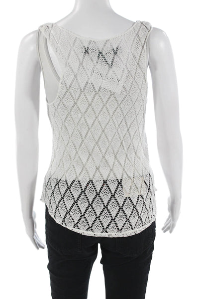Raquel Allegra Womens White Cotton Argyle Bohemian Tank Size S