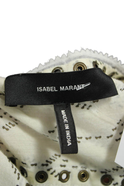 Isabel Marant Womens Cropped White Cotton Short Sleeve Blouse Size M