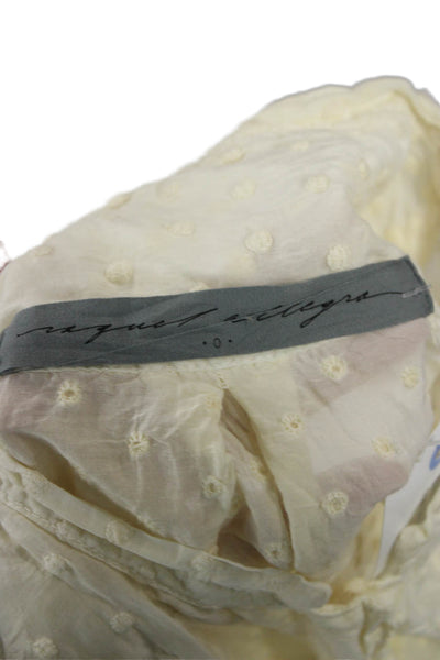 Raquel Allegra Women Polka Dot Button Up Blouse Beige Long Sleeve Size S