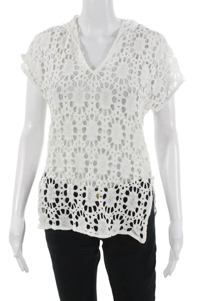 Trina Turk Womens Cotton V-Neck Short Sleeve Beach Top Petite Size XS