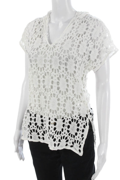 Trina Turk Womens Cotton V-Neck Short Sleeve Beach Top Petite Size XS