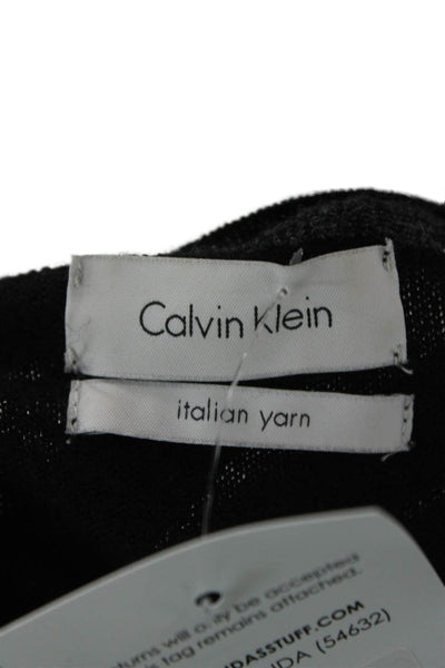 Calvin Klein Mens Pullover Sweater Black V-Neck Merino Acrylic Striped Size S