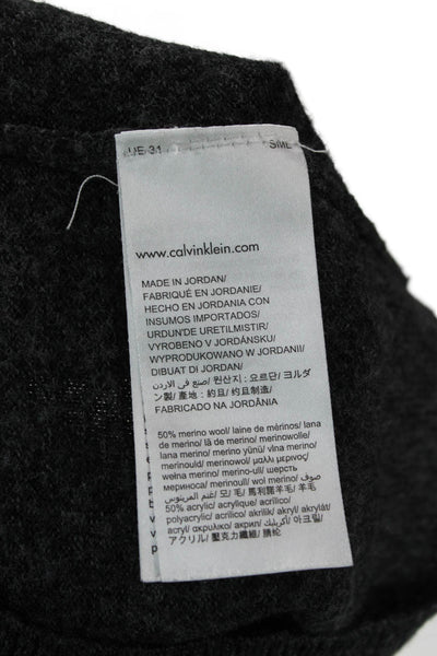 Calvin Klein Mens Pullover Sweater Black V-Neck Merino Acrylic Striped Size S