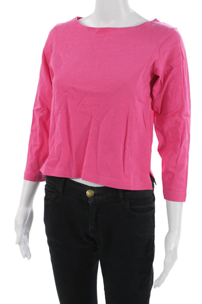 Apiece Apart Womens Pink Cotton 3/4 Sleeve Round Neck T-Shirt Size XS