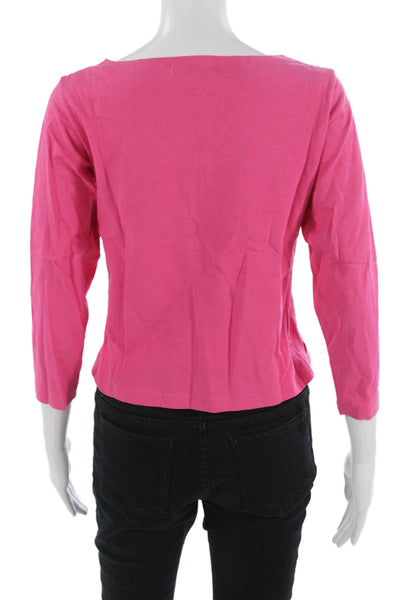 Apiece Apart Womens Pink Cotton 3/4 Sleeve Round Neck T-Shirt Size XS