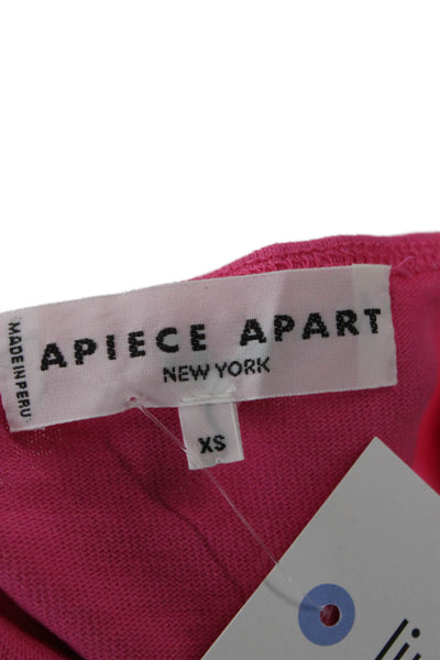 Apiece Apart Womens Pink Cotton 3/4 Sleeve Round Neck T-Shirt Size XS