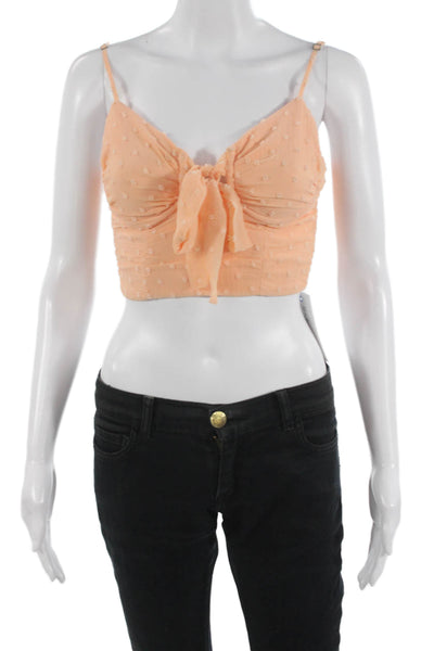 NBD Women Cropped Camisole Polka Dot Black Polyester Boho Size 2XS