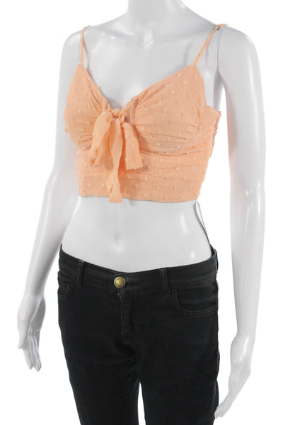 NBD Women Cropped Camisole Polka Dot Black Polyester Boho Size 2XS