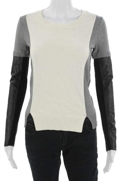 AIKO Womens Beige Merino Wool Blend Crewneck Pullover Size XS