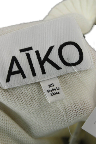 AIKO Womens Beige Merino Wool Blend Crewneck Pullover Size XS