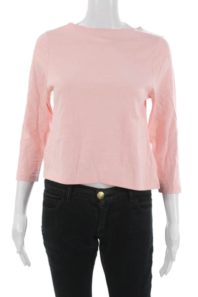 Apiece Apart Womens Cropped Pink Cotton 3/4 Sleeve Crew Neck T-Shirt Size XS