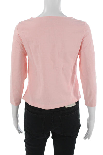 Apiece Apart Womens Cropped Pink Cotton 3/4 Sleeve Crew Neck T-Shirt Size XS