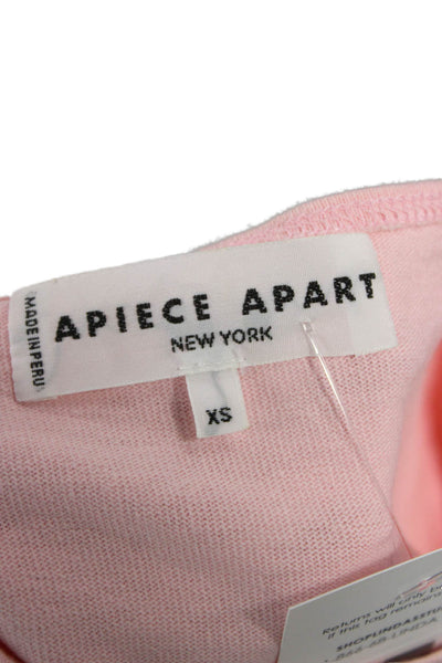Apiece Apart Womens Cropped Pink Cotton 3/4 Sleeve Crew Neck T-Shirt Size XS