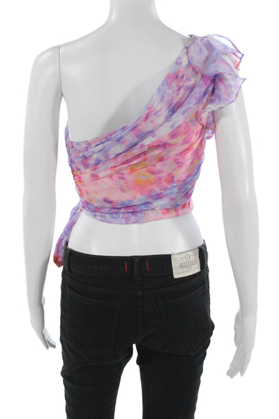 Amanda Uprichard Womens Cropped Sleeveless Pink Blouse Tie Closure Size XS
