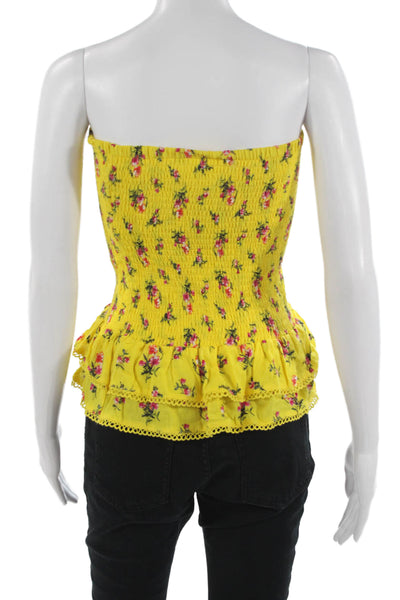 Lost + Wander Women Floral Cropped Sleeveless Rayon Tank Yellow Size XS