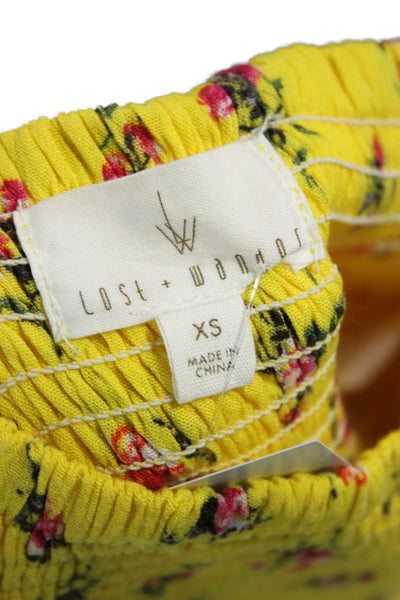 Lost + Wander Women Floral Cropped Sleeveless Rayon Tank Yellow Size XS