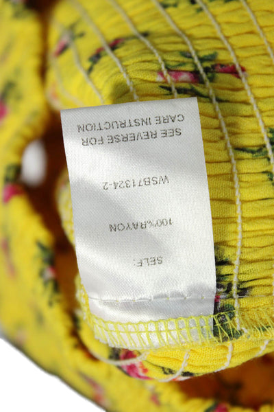 Lost + Wander Women Floral Cropped Sleeveless Rayon Tank Yellow Size XS