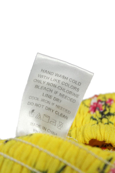 Lost + Wander Women Floral Cropped Sleeveless Rayon Tank Yellow Size XS