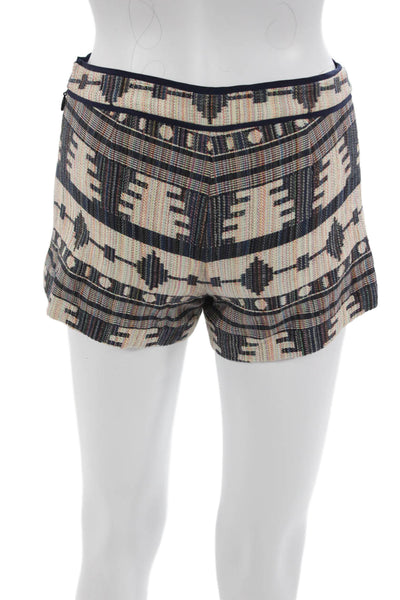 BCBG Max Azria Women Aztec Geometric Cotton Zip Shorts Beige Size 0