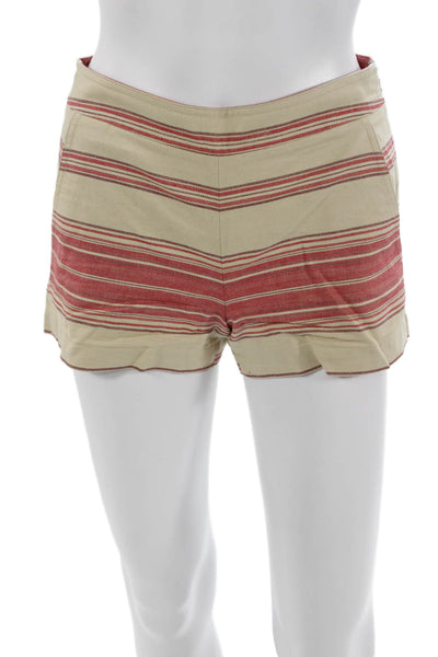 BCBG Max Azria Womens Bohemian Striped Cotton Zip Shorts Beige Size 2XS