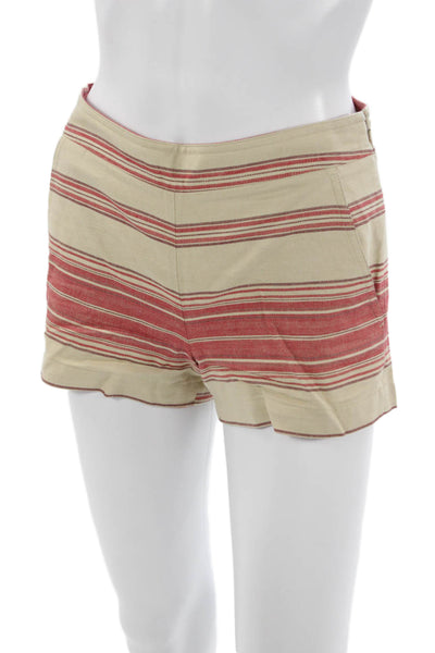BCBG Max Azria Womens Bohemian Striped Cotton Zip Shorts Beige Size 2XS