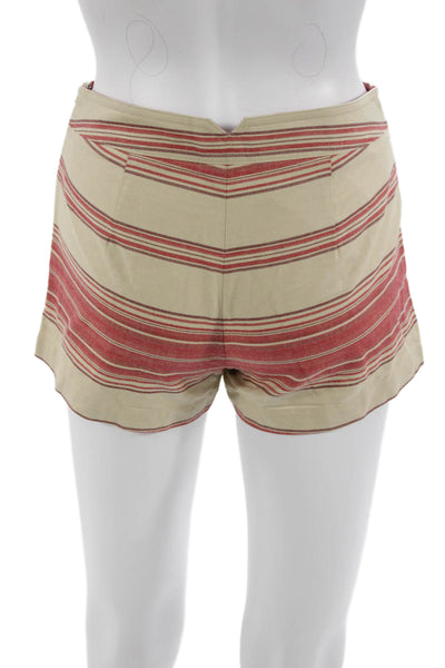 BCBG Max Azria Womens Bohemian Striped Cotton Zip Shorts Beige Size 2XS