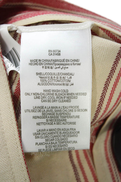 BCBG Max Azria Womens Bohemian Striped Cotton Zip Shorts Beige Size 2XS