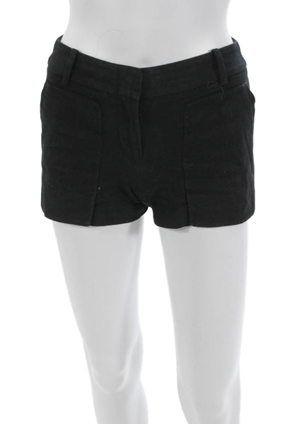 BCBG Max Azria Womens Solid Black Button Front Shorts Cotton Spandex Size XS