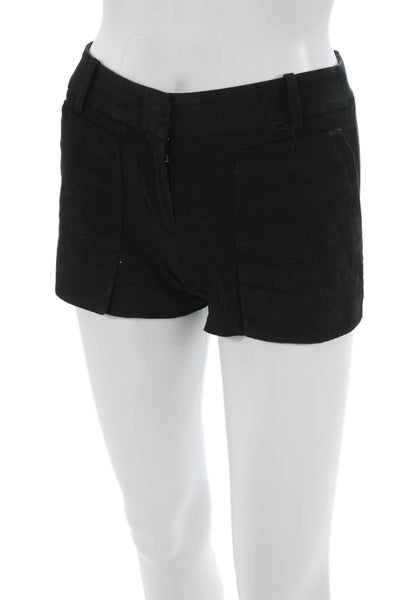 BCBG Max Azria Womens Solid Black Button Front Shorts Cotton Spandex Size XS