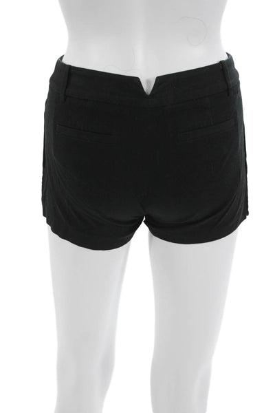 BCBG Max Azria Womens Solid Black Button Front Shorts Cotton Spandex Size XS