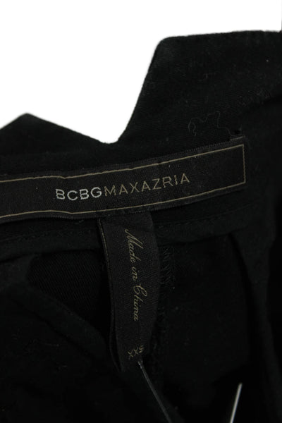 BCBG Max Azria Womens Solid Black Button Front Shorts Cotton Spandex Size XS