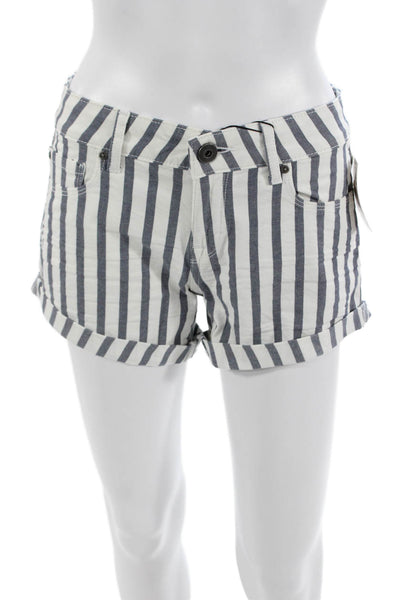 DL1961 Womens White Striped Button Shorts 98% Cotton 2% Lycra Size 23