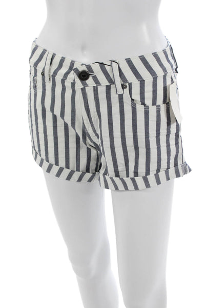 DL1961 Womens White Striped Button Shorts 98% Cotton 2% Lycra Size 23