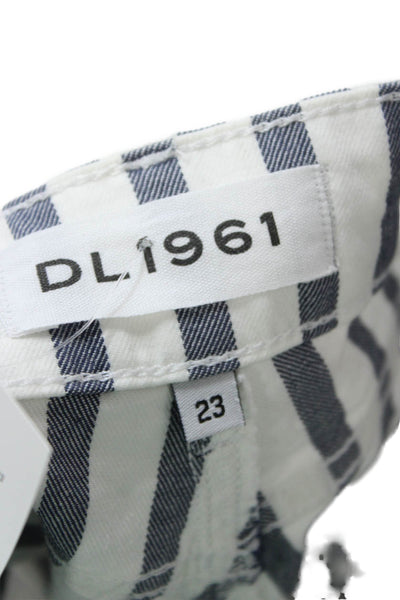 DL1961 Womens White Striped Button Shorts 98% Cotton 2% Lycra Size 23