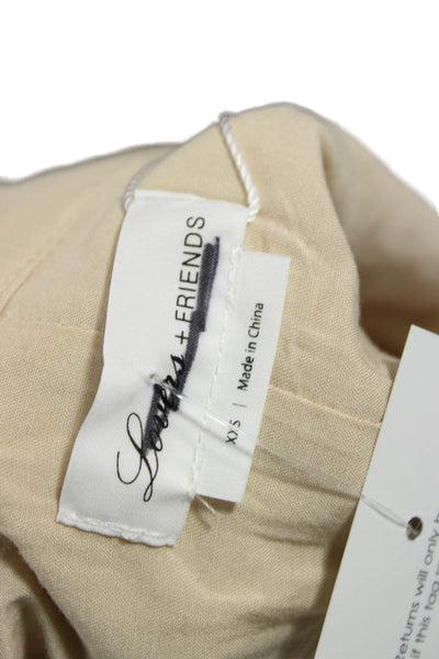 Lovers + Friends Womens Mini Wrap Skirt Beige Linen Blend Size 2XS