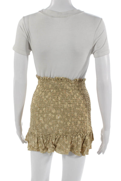 Blue Life Womens Peasant Mini Skirt Beige Floral Rayon Size XS