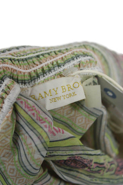 Ramy Brook Women Peasant Mini Skirt Green Geometric Polyester Size 2XS