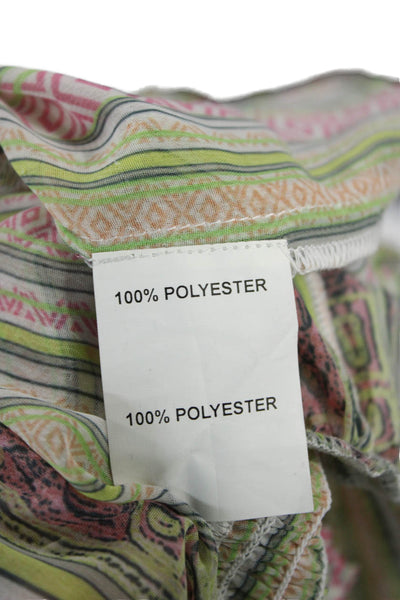 Ramy Brook Women Peasant Mini Skirt Green Geometric Polyester Size 2XS