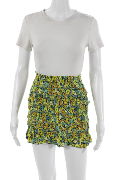 L Space Women Mini Floral Viscose Blue Skort Short Petite Size XS