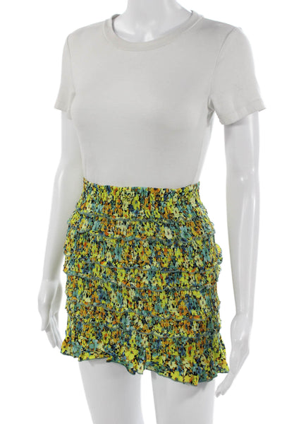 L Space Women Mini Floral Viscose Blue Skort Short Petite Size XS