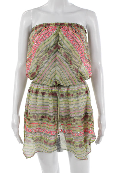Ramy Brook Womens Green Blouson Sleeveless Short Geometric Dress Size XS