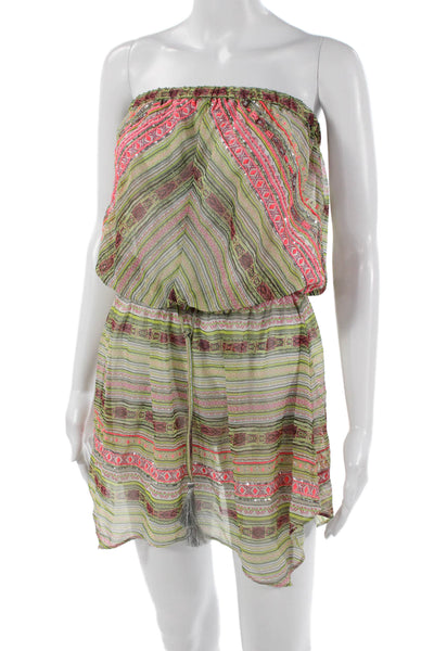 Ramy Brook Womens Green Blouson Sleeveless Short Geometric Dress Size XS
