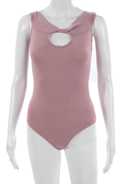 By The Way Womens Scoop Neck Sleeveless Pink Rayon Bodysuit Size 2XS